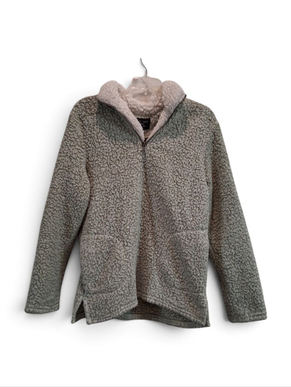 Love Tree Cozy Sherpa Zip-Front Women's Jacket - Sage Green Size M